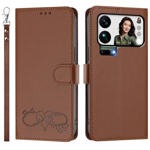 Étui Xiaomi Redmi Note 15 5G marron housse portefeuille en cuir à rabat