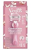 Gillette Venus ComfortGlide Razor for Women, White Tea Scented Gel Bars, Includes 1 Reusable Handle + 2 3-Bladed Refill with Built-in Shave Gel Bars