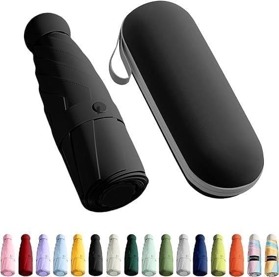 Image of Ozoy umbrella for women,Travel - Mini Folding Compact with Case, 6 Ribs Lightweight Portable Small Sun&Rain Pocket Umbrella for Girls and Women