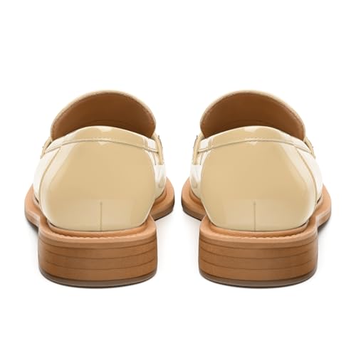 Image of JUSTDANNI Loafers for Women Slip On Shoes with Round Toe 1.2-Inch Low Chunky Block Heel Patent Comfortable Casual Dress Pump Shoes for Wedding Party Work Shopping Dating