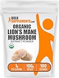 BulkSupplements.com Organic Lion's Mane Mushroom Extract Powder - Lions Mane Supplement Powder, Superfood for Well-Being - Vegan, 1g per Serving, 100g (3.5 oz) (Pack of 1)
