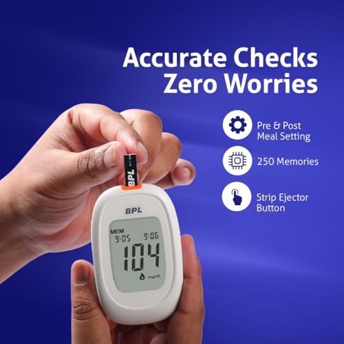Image of BPL Medical Technologies Glucose Meter Kit for Instant Accurate Blood Sugar Test at Home|Glucometer Machine, 10 Lancets, Lancing Devices & Vial of 10 Diabetes Test Strips
