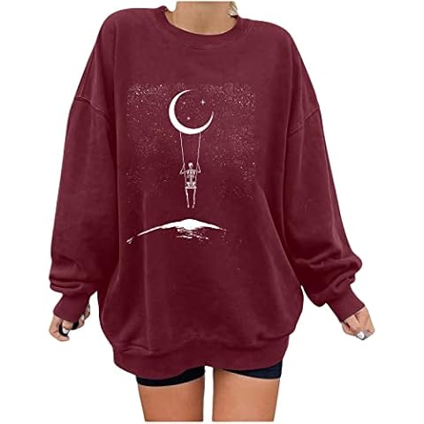 Pullover Damenen Rundhalsausschnitt Pullovers Frühjahr Pullovers Women Kapuze Regular Fit Klassischen Mond Gemütlich Cover