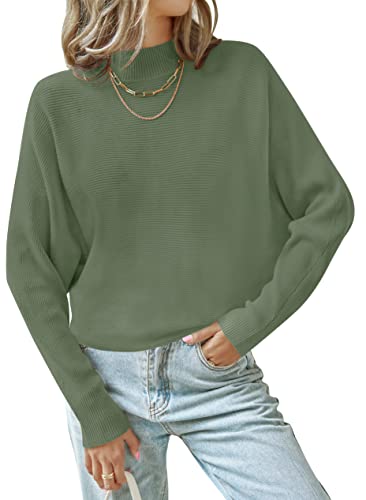 ZESICA Women's Fall 2025 Turtleneck Batwing Long Sleeve...