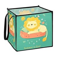 Green Lion Yellow Cute cloth baskets for cubby folding large cloth baskets 13x13x13 In