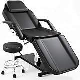 Hicomony Hydraulic Tattoo Chair Esthetician Bed with Salon Stool, 360° Swivel Adjustable Professional Beauty Spa Lash Bed for Eyelash Extensions Salon Equipment