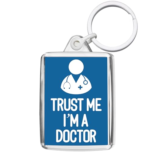 Pixly® Portachiavi con scritta "Trust Me I'm a Doctor", regalo divertente per lui e lei, Trasparente, M