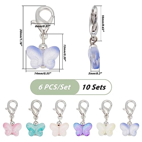 PH PandaHall 60pcs Glass Butterfly Dangle Charms - Image 2