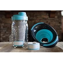 1qt Mason Jar Cold Brew Coffee Maker with Dissolvable Labels and Funnel - All Teal