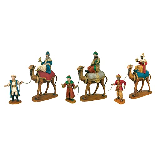 Acan Tradineur - Figuras Reyes Magos, Camellos y pajes para belén navideño 27 cm, durexina, Figuras Decorativas Nacimiento, Pesebre, Navidad, decoración Tradicional