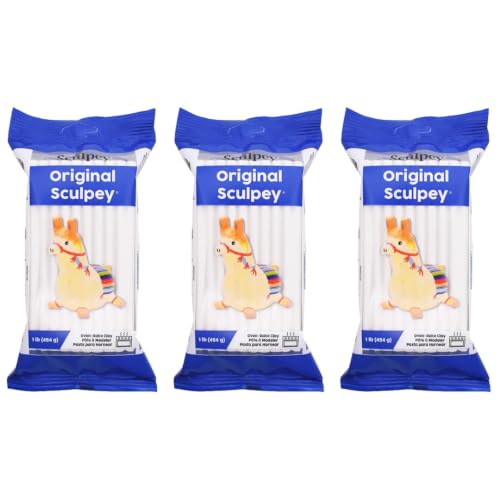 Image of Sculpey Original Oven-Bake Polymer Clay, White, 1 lb. /Pack, 3 Packs