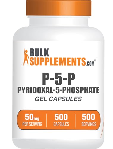 BulkSupplements.com Pyridoxal 5 Phosphate Capsules - P5P Supplement Vitamin B6 Supplement - Essential & Gluten Free 1 Capsule per Serving 50mg Serving 500 Count (Pack of 1)