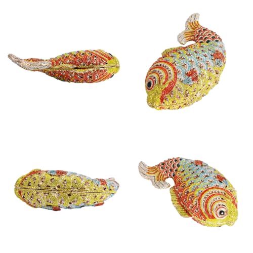 Image of Women Mini Fish Clutch Luxury Rhinestones Purse Sparkling Banquet Handbag Wedding Party Clutch Bag