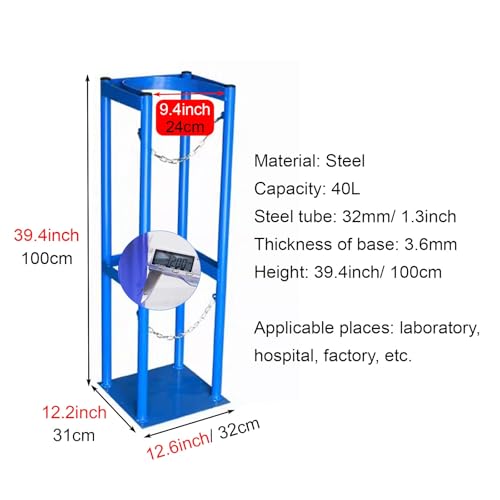 Genérico Soporte para bombonas de Gas/Tanque de oxígeno. Soporte para bombonas de Gas con Cadena Protectora y Tornillos de fijación. Soporte Duradero para bombonas de Gas de Montaje en Suelo para Uso