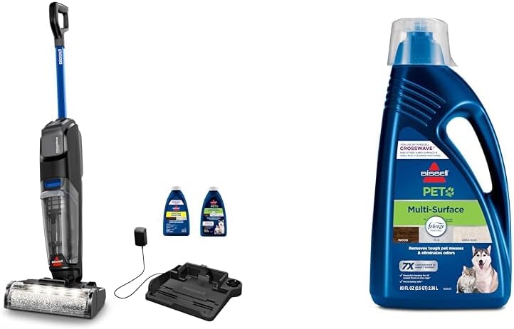 Bundle of BISSELL CrossWave OmniFind Wet Dry Vacuum + BISSELL Multi-Surface Pet Formula with Febreze Freshness for Crosswave (80 oz), 2295L