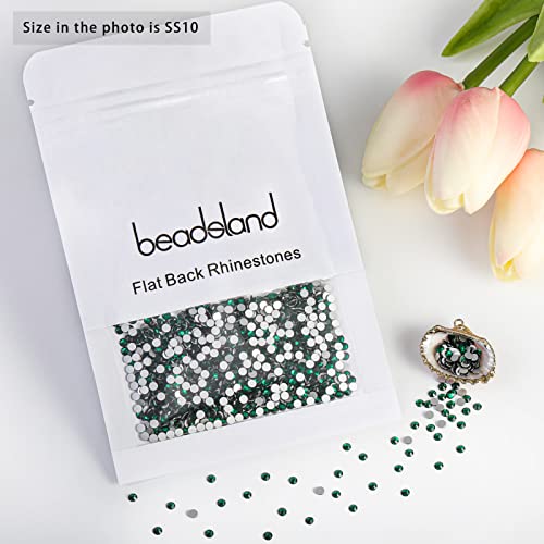 Image of Beadsland 2880pcs Flat Back Crystal Rhinestones Round Gems for Nail Art and Craft Glue Fix,Emerald,SS10,2.7-2.9mm | Flatback Glass Gems, 2.7-2.9mm, for Nail Art Craft, Glue Fix,Dark Green