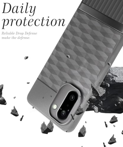 Image of WOW IMAGINE Back Cover for Oneplus 15R 5G 2025 with Hexa Cube Design | Ultra Slim Soft Rubberised Case | Inner Velvet Fabric | Silicone Flexible Mobile Case | Camera Protection - Grey
