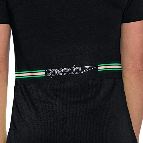 Speedo Tape Camiseta de Manga Curta, Mulheres, Preto, M