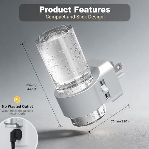 Image of JandCase Night Lights Plug into Wall, Bubble Night Light with 3 Colors