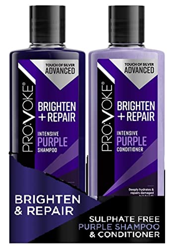 Provoke Touch of Silver Advanced Brighten and Repair Shampoo und Conditioner, 200 ml, entfernt messingfarbene Gelbtöne, sofortige Tiefenreparatur, nähren und wiederherstellen, Duo Pack