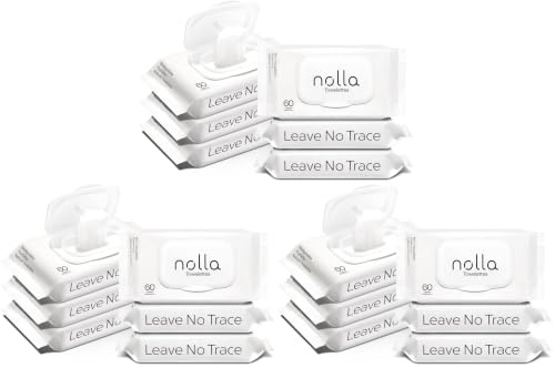 Image of Nolla Flushable Wipes, 100% Plant-Based, Plastic-Free and Biodegradable - For Adults and Kids - Unscented + Soothing Aloe and Vitamin E 360 Count (18 Packs of 60)