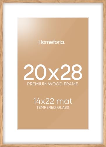 Homeforia 20x28 Oak Picture Frame with Matted 14x22