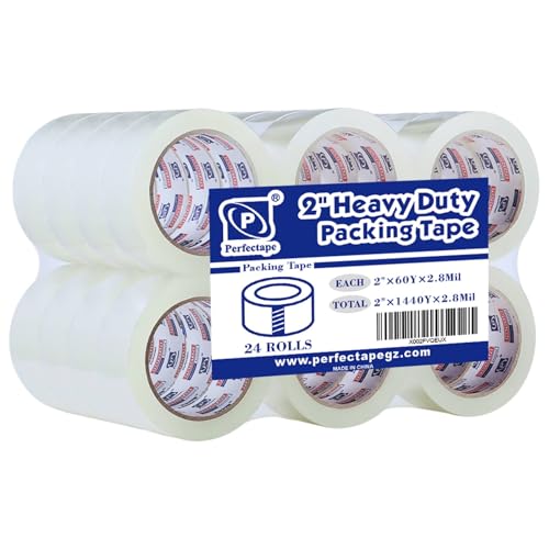 Image of PERFECTAPE Heavy Duty Packing Tape 24 Rolls, Total 1440Y, Clear, 2.8 mil, 1.88 inch x 60 Yards, Ultra Strong, Refill for Packaging and Shipping