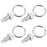 PATIKIL 4 Pcs Spring Plunger with Pull Ring, M6x1 Stainless Steel Pull Ring Indexing Plunger Retractable Spring Manual Plungers for Mould Cabinet Industrial Equipment
