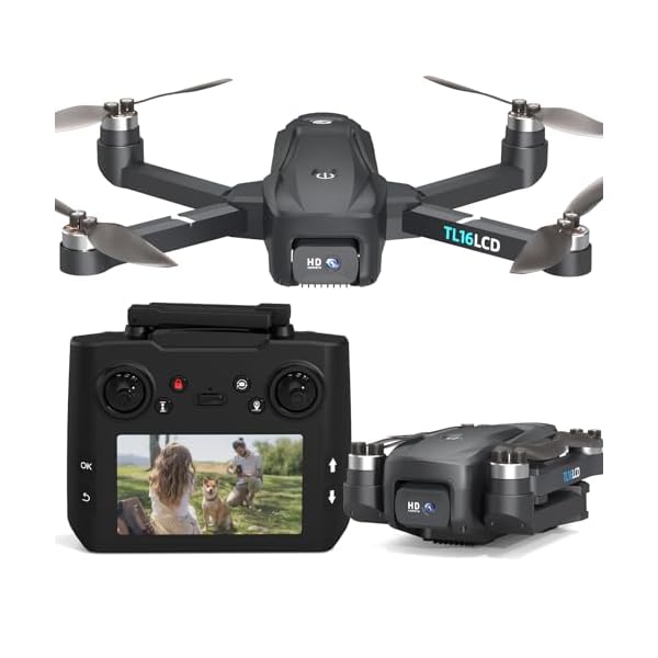 TL16LCD GPS 4K Drone with Camera Brushless Motor Auto Return SD Card Support RC Quadcopter Headless Mode Adjustable Speed Rechargeable Remote Controller