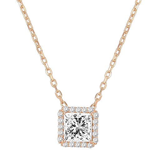 PAVOI Princess-Cut Rose Gold Halo Pendant