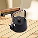 Vaveren Compact Aluminum Alloy Kettle with Wood Handle for Outdoor Use, Black