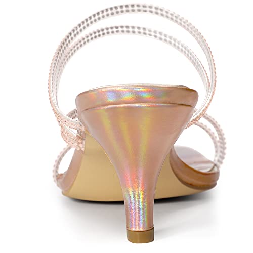 Allegra K Women's Rhinestone Strappy Kitten Heel Slide Heels Sandals3