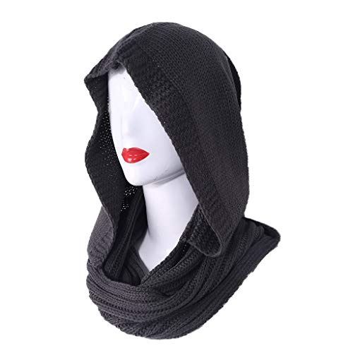 Écharpe à capuche en tricot contre le froid et le vent noir