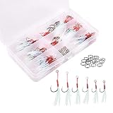 130PCS Cast Jigs Assist Hook with Double Split Ring High Carbon Steel Single Jig Hooks Fishing Jiggi