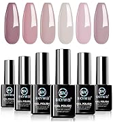 Skywei Gel Polish Set Misty Gray Nude Pink Gel Nail Polish LED UV Lights Soak off Gel Manicure Ki...