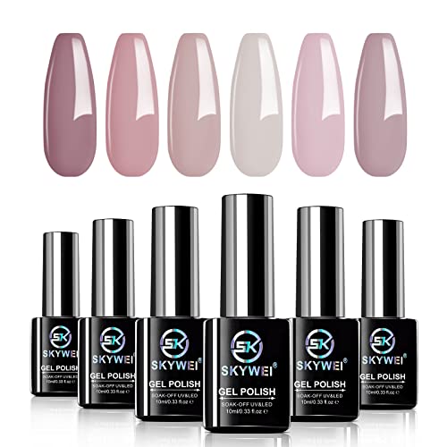 Skywei Gel Polish Set Misty Gray Nude Pink Gel Nail Polish LED UV