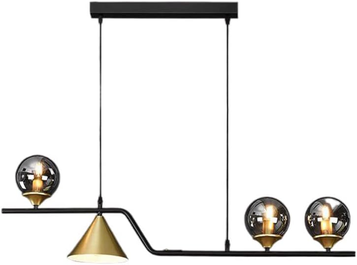 Modern Pendant Light, 4/5/6-Lights Glass Globe Shade Pendant Lighting, Adjustable Wave Linear Chandelier Hanging Linear Island Light Fixtures for Dining Room Living Room Kitchen