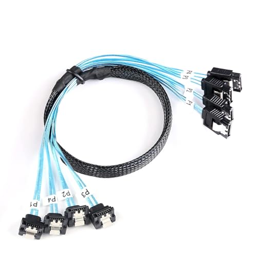 Cable SAS 4.0 4X SATA a 4X SATA 0.5m 12Gbps ángulo 90° miniatura 6
