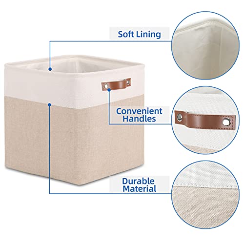 Cestas de tela para estanterías en formato cubo de 33x33 cm, organizadores bicolores, pack de 4 3
