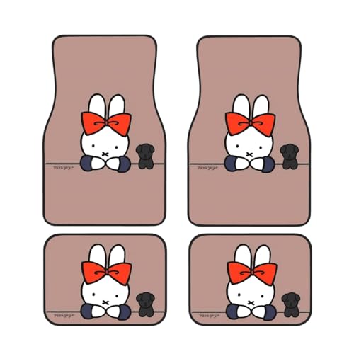 車用フロアマット ミッフィー 1台分 4点セット カーフロアマット フロント2枚 リヤ2枚 防水 滑り止め 汚れ防止 軽/普通車 汎用 四季通用 カー用品 丸洗い