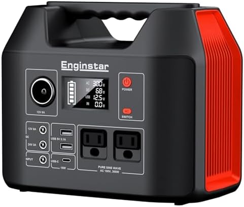 EnginStar Portable Power Station 300W 296Wh Battery Bank with 110...