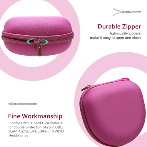Image of Headphone Headset Case for Beats /JBL /JLab /TOZO /BERIBES /Picun /KVIDIO Noise Cancelling Over-Ear Foldable Headphone (Rose)