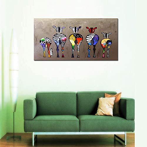 D72550 Canvas Prints Wall Art Paintings Animal Painting Five Colorful Zebra Modern Art Stretched Ready To Hang For Living Room Bedroom Decoration #TOP2