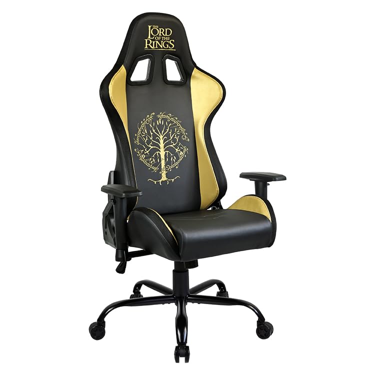 SUBSONIC - Sedia da Gaming Il Signore degli Anelli - Sedia da Ufficio Ergonomica con Imbottitura ad alta Densità, Schienale Reclinabile e Braccioli Regolabili in 2 Direzioni - Altezza Regolabile