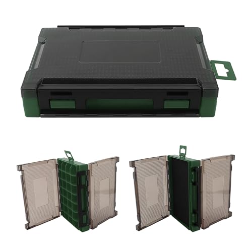 Caixa de armazenamento de acessórios de pesca, organizador de ganchos de dupla face, estojo de isca de pesca para acessórios de isca, verde (20 x 14,5 x 4,3 cm)