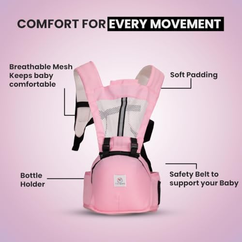 Image of Tinyberg | Baby Carrier for 0 to 3 Year Baby | Baby Carrier for Newborn | Baby Carrying Bag | 4-in-1 Hip Seat, Adjustable Straps, Soft Thigh Padding | Baby Carry Bag | Kangaroo Bag | Up to-15 Kg - Candy Pink