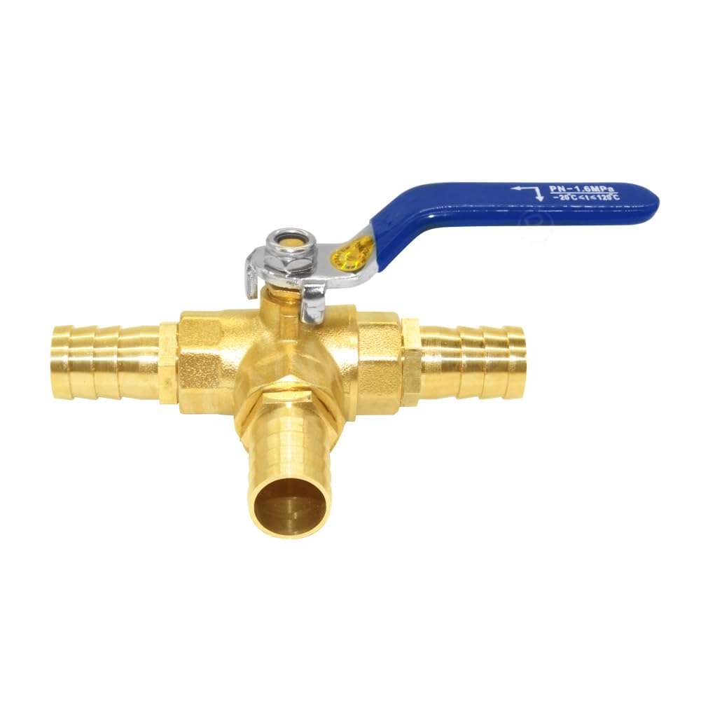 Joywayus Válvula de bola de rosca de 1/2 "G de 3 vías de cierre de puerto en L con manguera de 1/2" T en forma de T de latón de ajuste de un interruptor