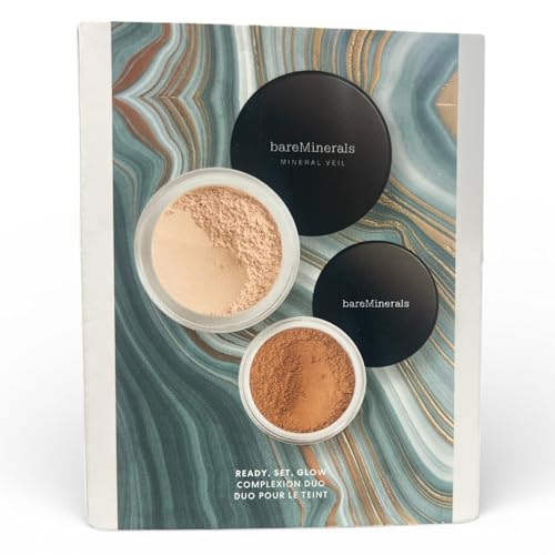 bareMinerals Ready, Set, Glow Complexion Duo, Original Mineral Veil Loose Setting Powder and Warmth All Over Face Color Bronzer, Full Size