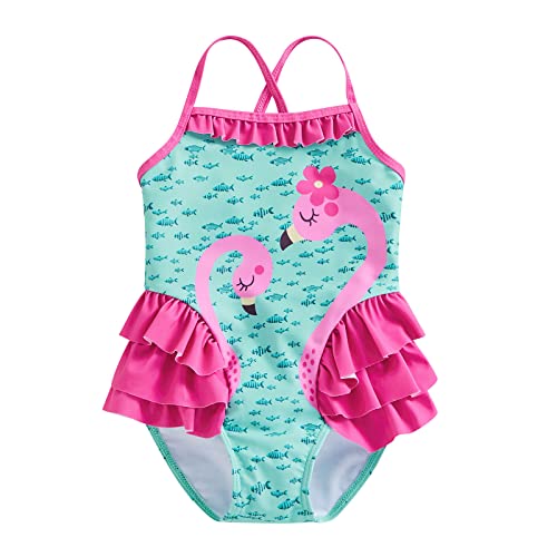 Traje de Baño Bebé Niña Bañador de Niña Pequeña con Impresión de Flamenco Bikini Ropa de Baño de Una Pieza con Volante para Chica de 18 Meses a 6 Años Swimwear Piscina Mar (Verde, 2-3 Años)