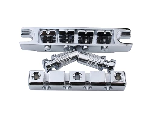 Guyker 4 String High Mass Bass Bridge with Zinc Alloy Saddles Replacement for Electric Jazz Bass P...
